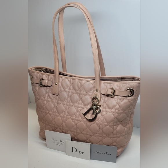 Christian Dior Pink Cannage Coated Canvas Handbag with coa card. - Picture 1 of 16